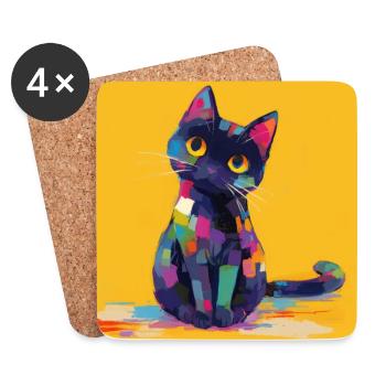 Chat, Motif De Chat - Dessous de verre (lot de 4) - blanc - Devant