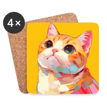 Chat, Motif De Chat - Dessous de verre (lot de 4) - blanc - Devant