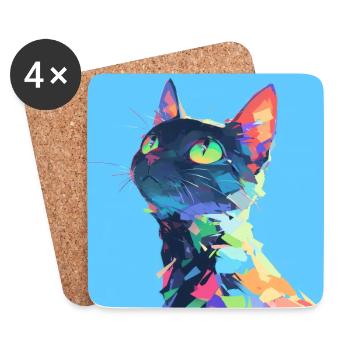 Katze, katzenmotiv - Untersetzer (4er-Set) - Weiß - Vorne