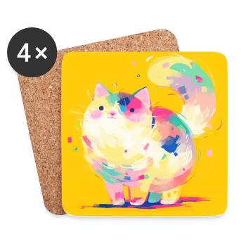 Katze, katzenmotiv - Untersetzer (4er-Set) - Weiß - Vorne