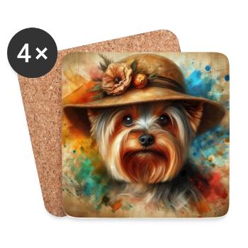 Yorkshire Terrier Art - Coasters (set of 4) - white - Front