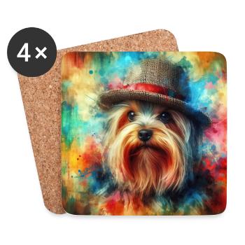 Yorkshire Terrier Painting - Coasters (set of 4) - white - Front