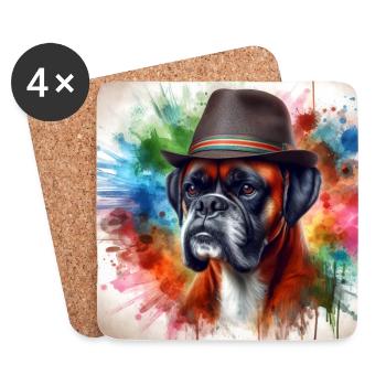 Boxer Breed Splash Art - Coasters (set of 4) - white - Front