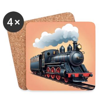Smoking smoking steam locomotive - Coasters (set of 4) - white - Front