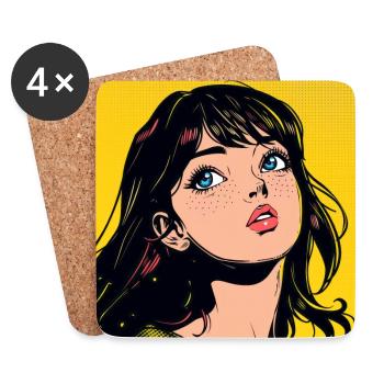 Anime, Girl, Retro, Waifu, Japan - Coasters (set of 4) - white - Front