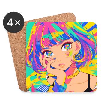 Anime, Girl, Waifu, Japan - Coasters (set of 4) - white - Front