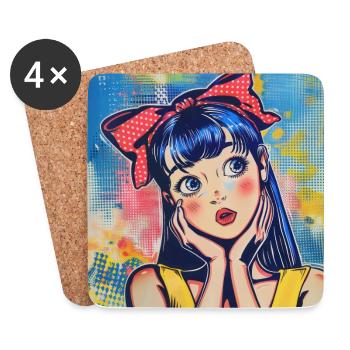 Anime, Waifu, Japon - Dessous de verre (lot de 4) - blanc - Devant