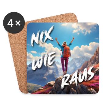 Nix wie raus - auf dem Berggipfel - Untersetzer (4er-Set) - Weiß - Vorne