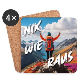 Nix wie raus - perfekt für Outdoor Fans, Wanderer - Untersetzer (4er-Set) - Weiß - Vorne