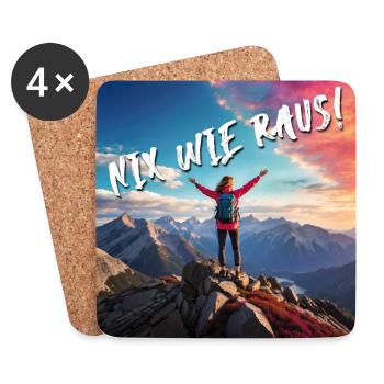 Nix wie raus - auf dem Berggipfel, Wandern - Untersetzer (4er-Set) - Weiß - Vorne