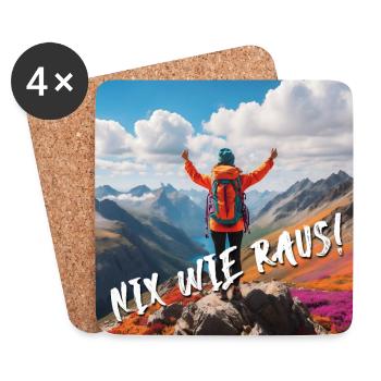 Nix wie raus - perfekt für Outdoor Fans, Wanderer - Untersetzer (4er-Set) - Weiß - Vorne