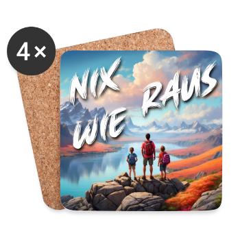 Nix wie raus mit der Familie in die Natur Wandern - Untersetzer (4er-Set) - Weiß - Vorne