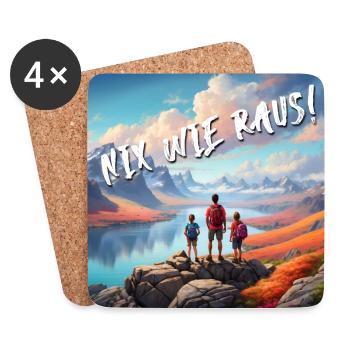 Nix wie raus mit der Familie in die Natur Wandern - Untersetzer (4er-Set) - Weiß - Vorne