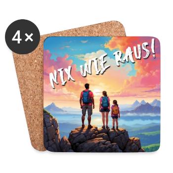 Nix wie raus mit der Familie in die Natur Wandern - Untersetzer (4er-Set) - Weiß - Vorne