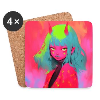Anime Demon, Waifu, Japan - Coasters (set of 4) - white - Front