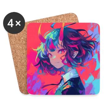 Anime Demon, Waifu, Japan - Coasters (set of 4) - white - Front