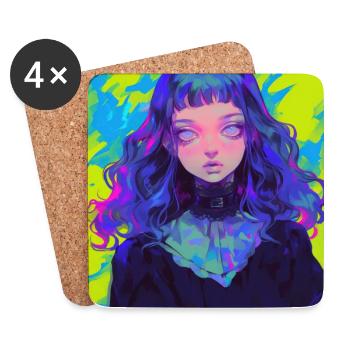 Anime, Gothic Girl, Waifu, Japan - Coasters (set of 4) - white - Front
