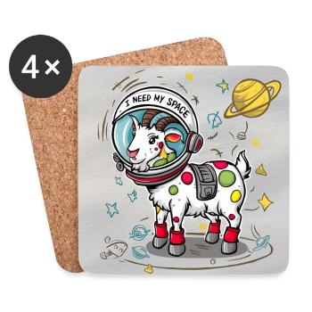 Lustige Ziege als Astronaut Spaceziege - Untersetzer (4er-Set) - Weiß - Vorne