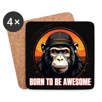Cool Chimpanzee Born to be awesome - Coasters (set of 4) - white - Front