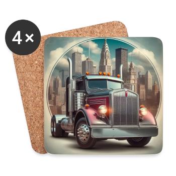 American Truck 18 Wheller Lorry Big Rig Trucking - Coasters (set of 4) - white - Front