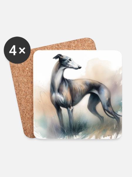 Aquarell Greyhound - Untersetzer (4er-Set) - Weiß