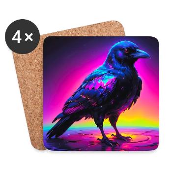 crow/raven art - Coasters (set of 4) - white - Front