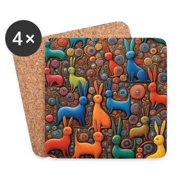 Surreal Pop Animals 10 - Coasters (set of 4) - white - Front