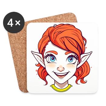 Redhead cheerful elf with blue eyes - Coasters (set of 4) - white - Front