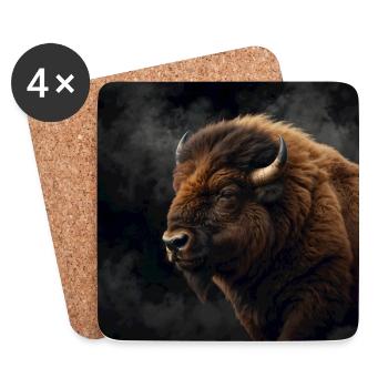Bison portrait of proud bison bull - Coasters (set of 4) - white - Front