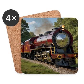 Grosse nostalgische Dampflokomotive - Untersetzer (4er-Set) - Weiß - Vorne