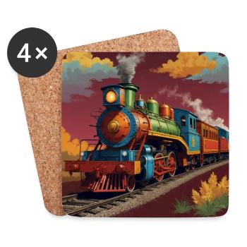 Nostalgische Dampflokomotive mit Anhängern - Untersetzer (4er-Set) - Weiß - Vorne