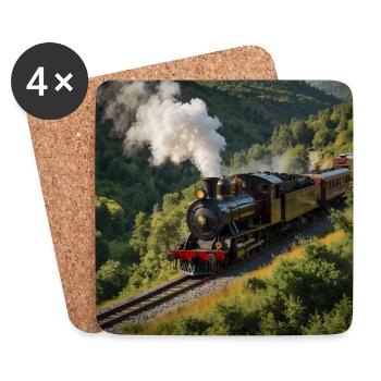 Locomotive à vapeur fumante nostalgique avec wagons - Dessous de verre (lot de 4) - blanc - Devant