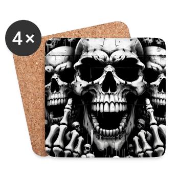 Rock 'n' Roll-Design > Skelettköpfe Statement > - Untersetzer (4er-Set) - Weiß - Vorne