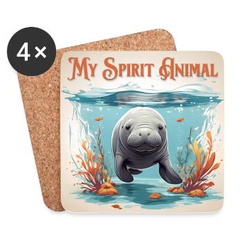 Dugong Manatee in the Cold Water Inspiration - Coasters (set of 4) - white - Front