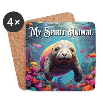 Dugong Manatee in the Cold Water Inspiration - Coasters (set of 4) - white - Front