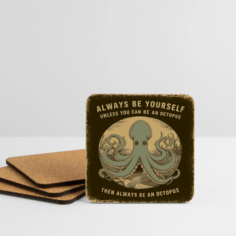Sei Du selbst oder sei ein Oktopus Lebensweisheit Untersetzer (4er-Set)