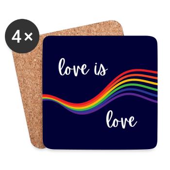 Love is Love. Rainbow design on dark background. - Coasters (set of 4) - white - Front