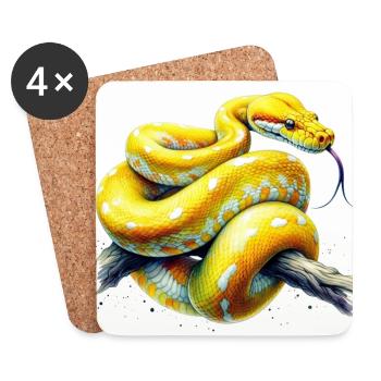 Gelbe Python - Untersetzer (4er-Set) - Weiß - Vorne