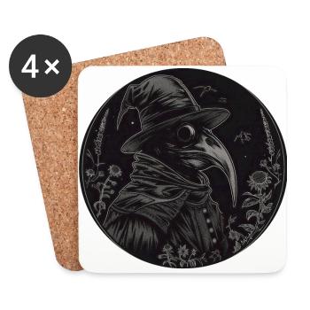Médecin De La Peste, Gothique, Mort, Steampunk, Halloween - Dessous de verre (lot de 4) - blanc - Devant