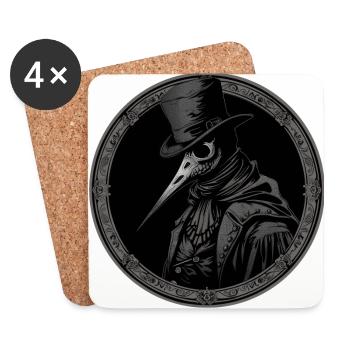 Médecin De La Peste, Gothique, Mort, Steampunk, Halloween - Dessous de verre (lot de 4) - blanc - Devant