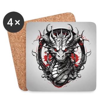 Feuerdrache Drachenportrait für Drachenfans Drache - Untersetzer (4er-Set) - Weiß - Vorne