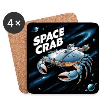 Space Crab Space Crab as a spaceship - Coasters (set of 4) - white - Front