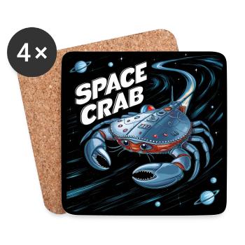 Space Crab Space Crab as a spaceship - Coasters (set of 4) - white - Front