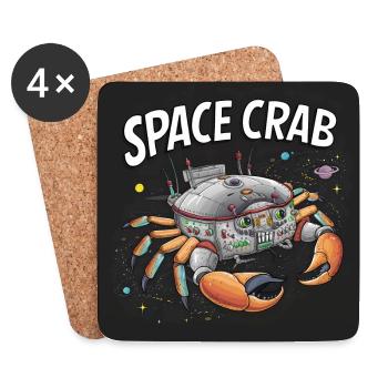 Space Crab Space Crab as a spaceship - Coasters (set of 4) - white - Front