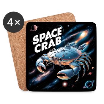 Space Crab Space Crab as a spaceship - Coasters (set of 4) - white - Front
