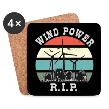Windkraft RIP, Nein zu Windenergie - Untersetzer (4er-Set) - Weiß - Vorne