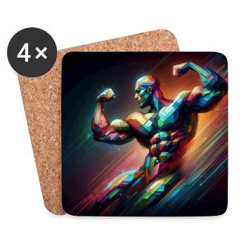 Bodybuilding - Untersetzer (4er-Set) - Weiß - Vorne