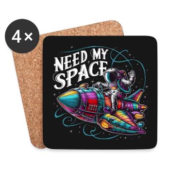 J’ai besoin de ma place Spaceman avec vaisseau spatial - Dessous de verre (lot de 4) - blanc - Devant