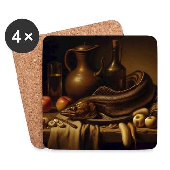 Still Life with Fish 1 - Coasters (set of 4) - white - Front