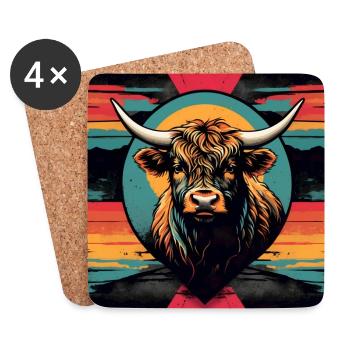 Scottish Highland Cattle Love My Highlands - Coasters (set of 4) - white - Front